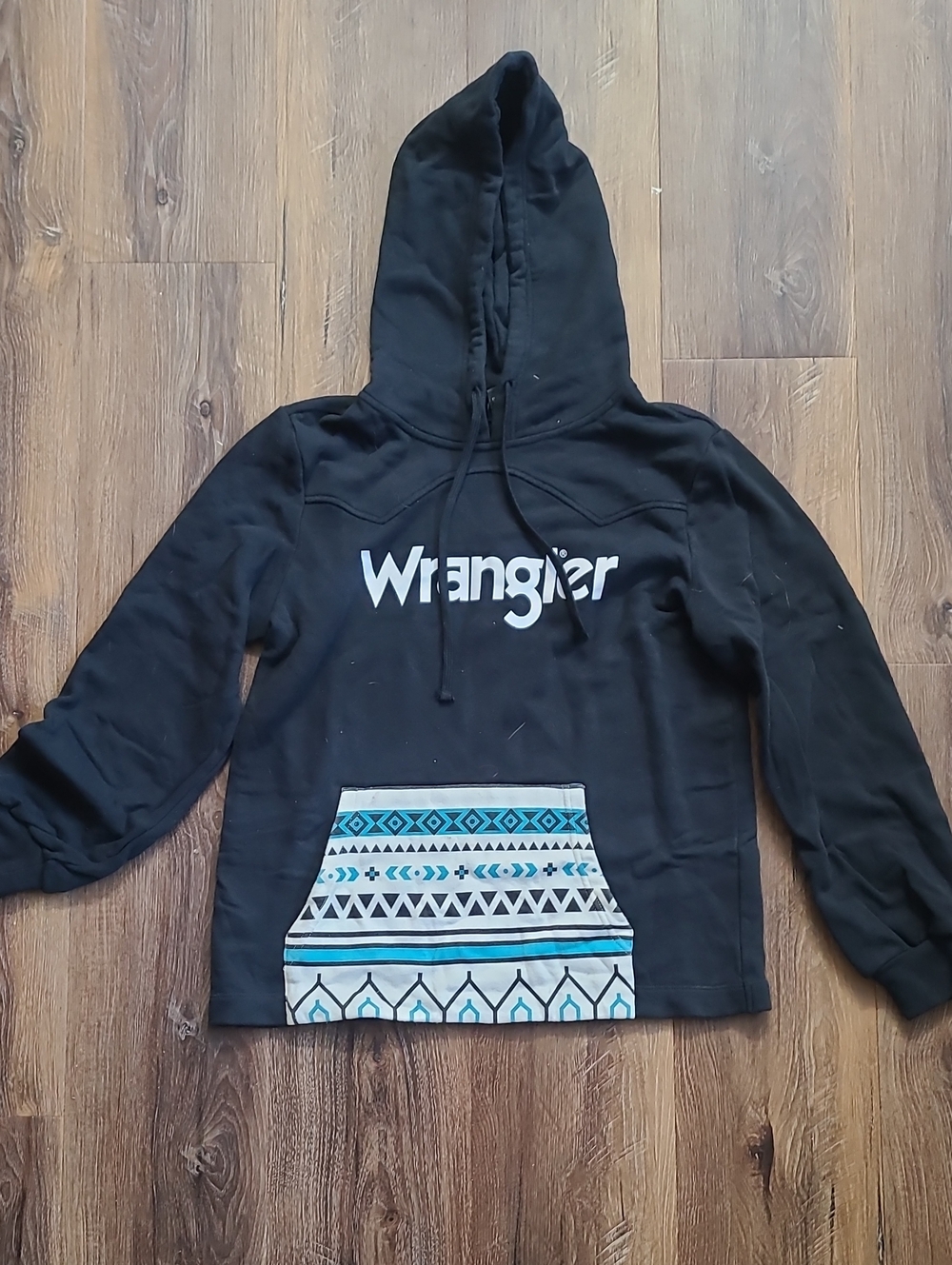 Wrangler Black Hoodie with Patterned Pocket